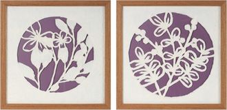 Melrose International Framed Floral Wall Art Under Glass (Set of 2) - Brown, Beige