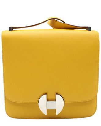Herm&egrave;s Jaune Ambre Mustard Yellow Leather Hermes Evercolor 2002 20 Shoulder Bag (Authentic Pre-Loved)