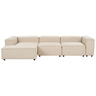 Beliani Sof&aacute; Modular 4 Plazas Moderno Patas Negras Tapizado Tela Beige Derecho Ardal