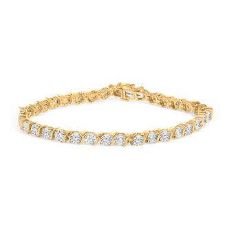 House of Brilliance 10K Yellow Gold Plated.925 Sterling Silver 1/2 Cttw Lab Grown Diamond Miracle Plate Tennis Bracelet