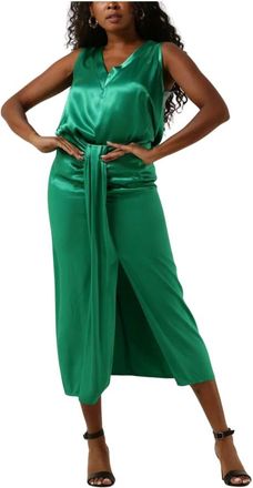 Greek Archaic Kori Kleedjes, Dames, Groen, M, Groene V-hals Top zonder Mouwen