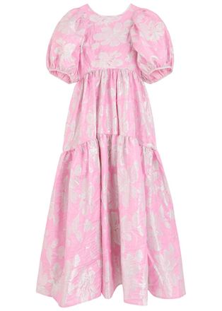Sister Jane Ives Floral-jacquard Cloqué Midi Dress - Light Pink - 10 (UK10 / S)