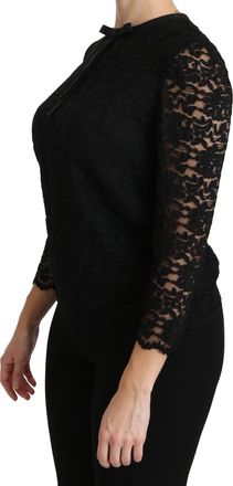 Dolce & Gabbana Womens Black Lace Long Sleeve Nylon Blouse Viscose