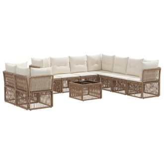 vidaXL Conjunto De Sof&aacute;s De Jard&iacute;n 10 Pcs Beige Rat&aacute;n Sint&eacute;tico Vidaxl