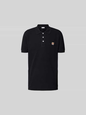 Maison Kitsun&eacute; Poloshirt mit Motiv-Applikation in Black, Gr&ouml;&szlig;e S