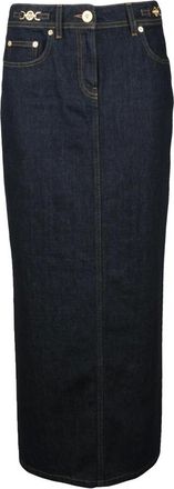 Versace Denim Skirts, female, Blue, Size: XS Long Denim Skirt