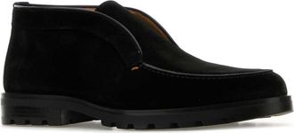 Santoni Suede Moccasin Loafer - Black