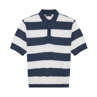 Paul & Shark Truien & Vesten, Heren, Blauw, XL, Wol, Luxe Gestreept Poloshirt