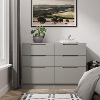 Lewis's Milan 6 Drawer Chest in Dusk Grey - Ready Assembled - Lewiss Home | TJ Hughes
