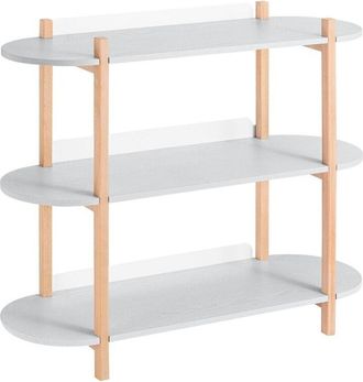 SoBuy Sobuy Biblioteca De 3 Niveles, Estante De Almacenamiento, Estante De Pie De Madera De 3 Pisos, Mesa De Entrada, Mesa Consola Para Sal&oacute;n, Oficina, Habi