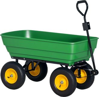 OUTSUNNY Carro De Jard&iacute;n Basculante Capacidad 125 L Carga 200 Kg Carro Para Playa Con Marco De Acero Y 4 Ruedas Neum&aacute;ticas Verde