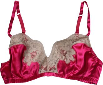 Dolce & Gabbana Magenta Floral Lace Silk Non Wire Bra Womens Underwear