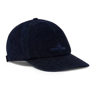 Stone Island Baseballpet met Geborduurd Logo - Heren - Petten - Blauw - ONE Size - Katoen - Accessoires