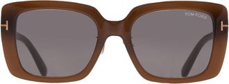 Tom Ford Green Rectangular Ladies Sunglasses FT1169-K 48N 54