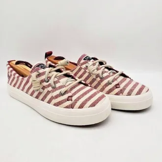 Sperry Top-Sider Womens Crest Vibe Slip On Shoes In Maroon / Cream Stripe
