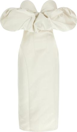 Elisabetta Franchi Satijnen Jurk Met Blote Schouders - Dames - Casual kleedjes - Wit - S - Satijn - Kleedjes