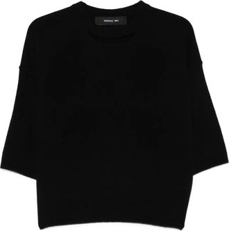 Federica Tosi Maglione crop a maniche corte - Nero