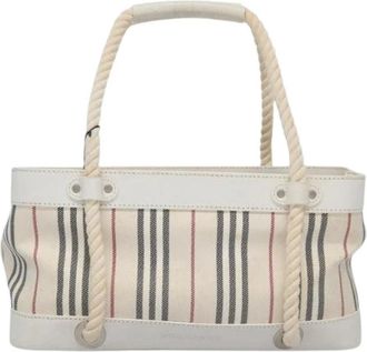Burberry Pre-owned Handbags, female, Beige, Size: ONE SIZE Pre-owned Canvas Handbag