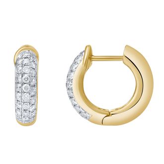 LuvMyJewelry Embrace 10K Gold Diamond Huggie Earrings - 0.85 CT