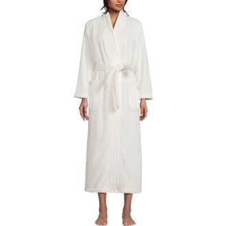 Lands End Cozy Plush Long Wrap Robe in Ivory at Nordstrom, Size X-Large