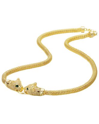 Rachel Glauber 14K Plated Cz Panther Necklace