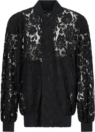 Federica Tosi Gebloemde kanten bomber - Dames - Overhemden - Zwart - XS - Overhemden