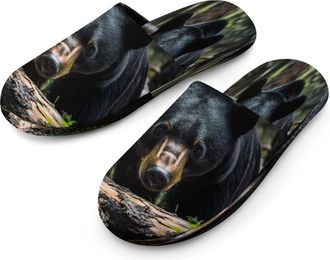 Generic Bears in Forests Mens Cotton Slippers Memory Foam Comfort House Shoes Winter Indoor Slipper for Hotel Casa Spa