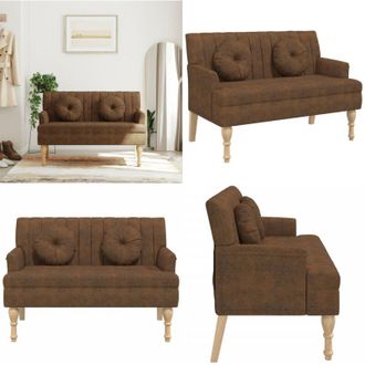 vidaXL Panca con Cuscini Marrone 113x64,5x75,5 cm in Scamosciato - Seduta comoda - Design elegante