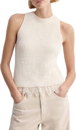 Mango Bruma Crop Sweater Tank in Ecru at Nordstrom, Size X-Small