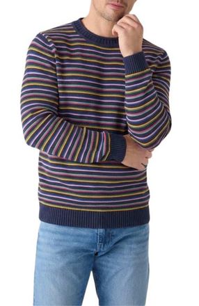 Robert Talbott Hilton Multi Stripe Rollneck Sweater in Navy Multi at Nordstrom, Size Xx-Large