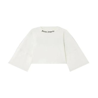 Palm Angels Classic Logo Cropped T-shirt - female - Palm Angels - T-Shirts - White - M - Tops