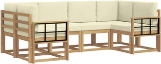vidaXL Conjunto De Sof&aacute;s De Exterior 6 Uds. Blanco Y Crema Vidaxl