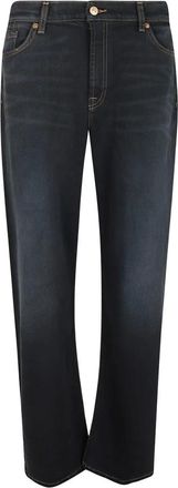 7 For All Mankind Lotta Tailorless Wide-Leg Jeans - Dames - Jeans - Blauw - Maat: W30 Katoen