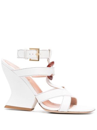 Alberta Ferretti 105mm strap-detail leather sandals - women - Calf Leather/Calf Leather/Calf Leather - 40 - White