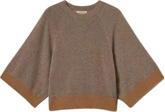 Twinset Maglia Cropped - Dames - Ronde hals truien - Bruin - M - Wol - Truien & Vesten