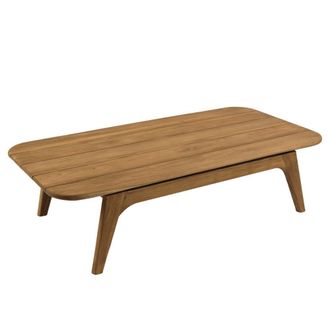 Macabane Mesa baja de jard&iacute;n de 130 x 70 cm de madera de teca reciclada
