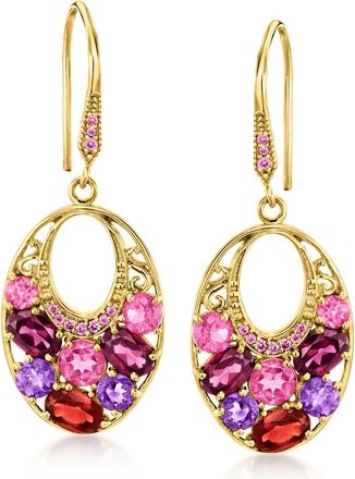 Ross-Simons Multi-Gemstone Drop Earrings in 18kt Gold Over Sterling