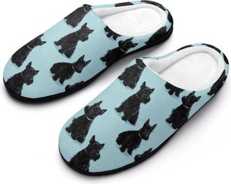 Generic Scottish Terrier Dogs Funny Mens Cotton Slippers Soft Non-Slip Rubber Sole House Slipper Indoor Outdoor