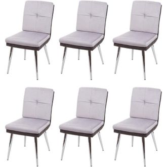 Hhg Set 6x sedie lounge sala pranzo moderno HHG-556 velluto ecopelle grigio