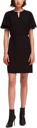 DKNY Flounce Sleeve Keyhole Dress In Black