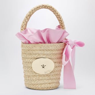 Patou Vanilla straw bucket with logo