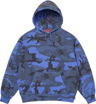 SUPREME SS26 Overdyed Studded Hooded Sweatshirt Blue Camo SUP-SS26-154-BAM
