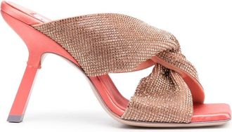 Sebastian Milano 100mm crystal-embellished sandals - women - Aluminium/Calf Leather/Calf Leather/Fabric - 38 - Orange