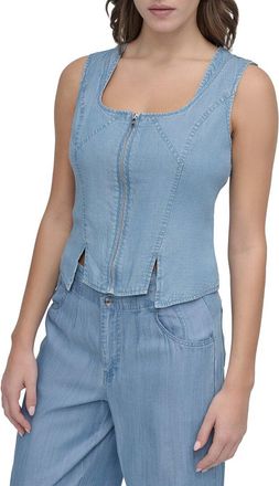 DKNY Dkny Zip Front Tencel Vest Top