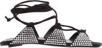 The Attico Tatc Crystal-Embellished Renee Flat Sandal, Brand Size 36 ( US Size 6 )