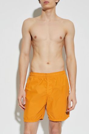 Stone Island Logo Swim Shorts, Mens, Orange