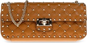 Valentino Garavani Tassen, Dames, Bruin, ONE Size, Leer, Rockstud Spike Schoudertas