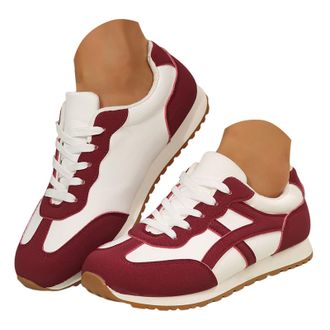 Generic Womens Low Top Lady Sneakers - Lace-Up Shoes for Women Pink Women Sneakers with Memory Foam Insole Womens Retro Sneakers Non-Slip Womens Shoes