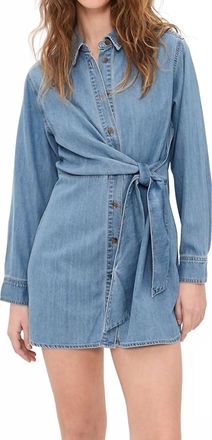 Good American Denim Wrap Shirt Dress In Indigo266