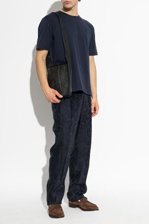Etro T-shirt With Logo Patch, Mens, Navy Blue